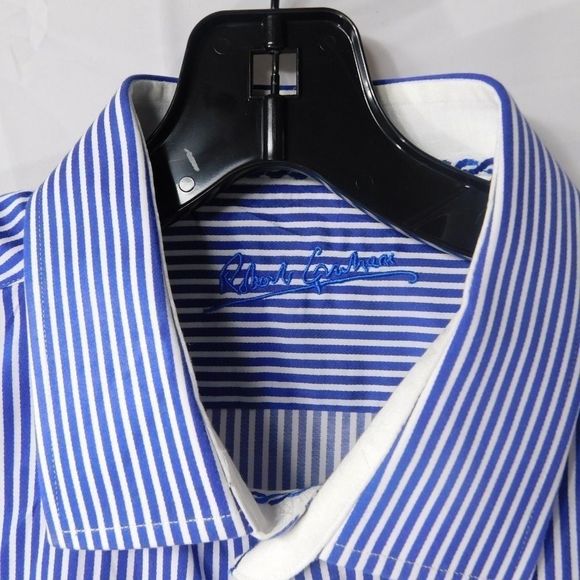 Robert Graham Mens Blue White Pinstripe - Picture 2 of 4
